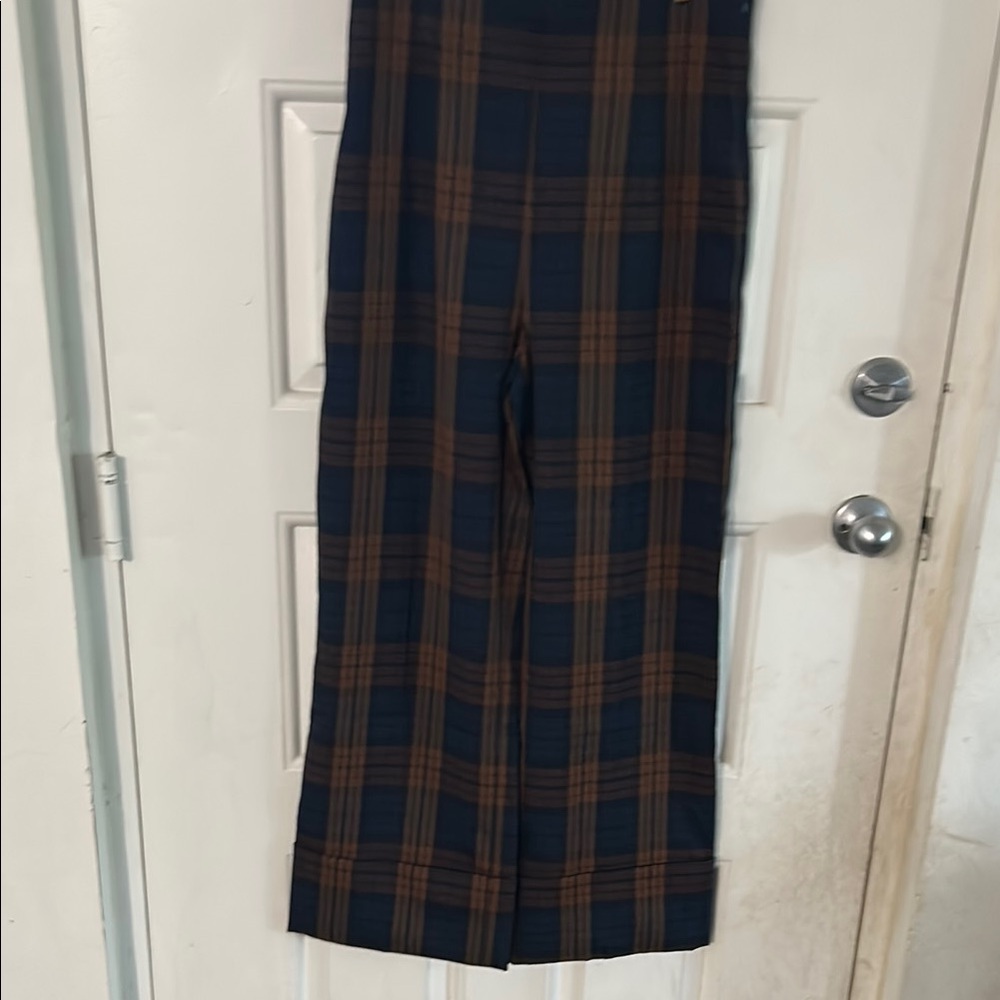 NWT ZARA SS18 CHECK PANTS HIGH WAIST PALAZZO TROUSERS  2122/625_L lightly used